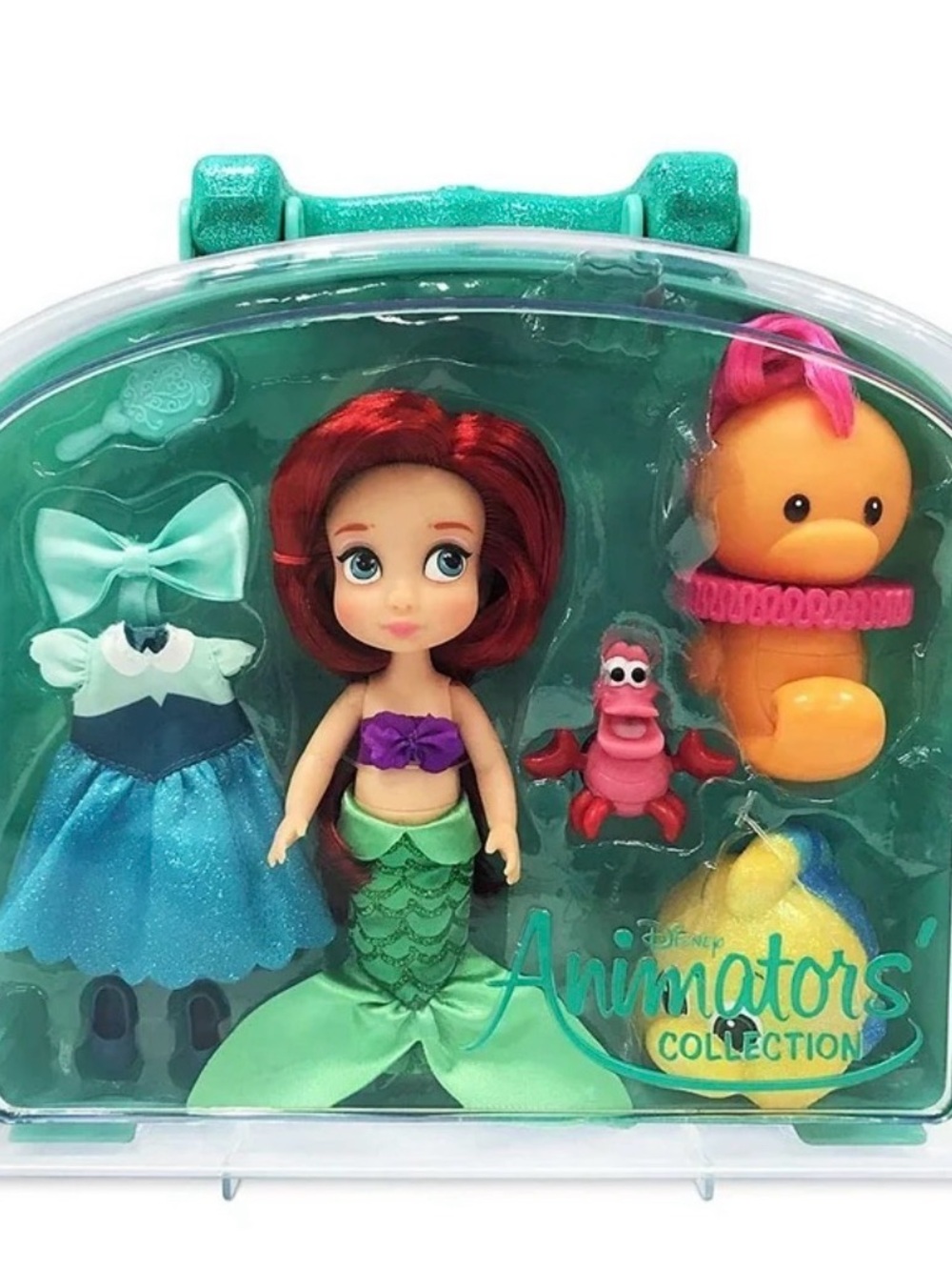 Disney Ariel Animators' Collection Mini Doll Set - Red Hair, Green & Teal Outfit